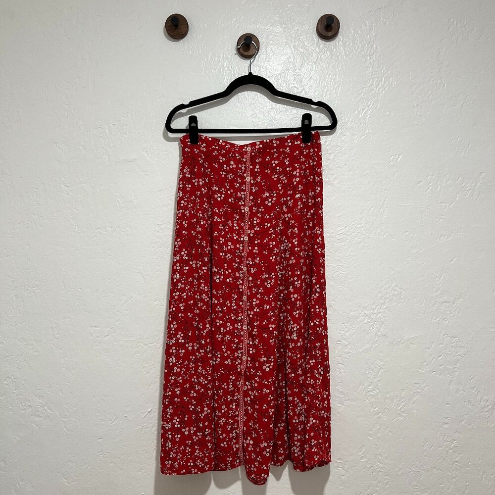 Max Studio Red Floral Skirt - Small
